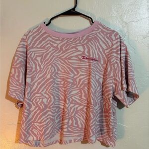 Champion Pink Zebra-Print Crop Tee